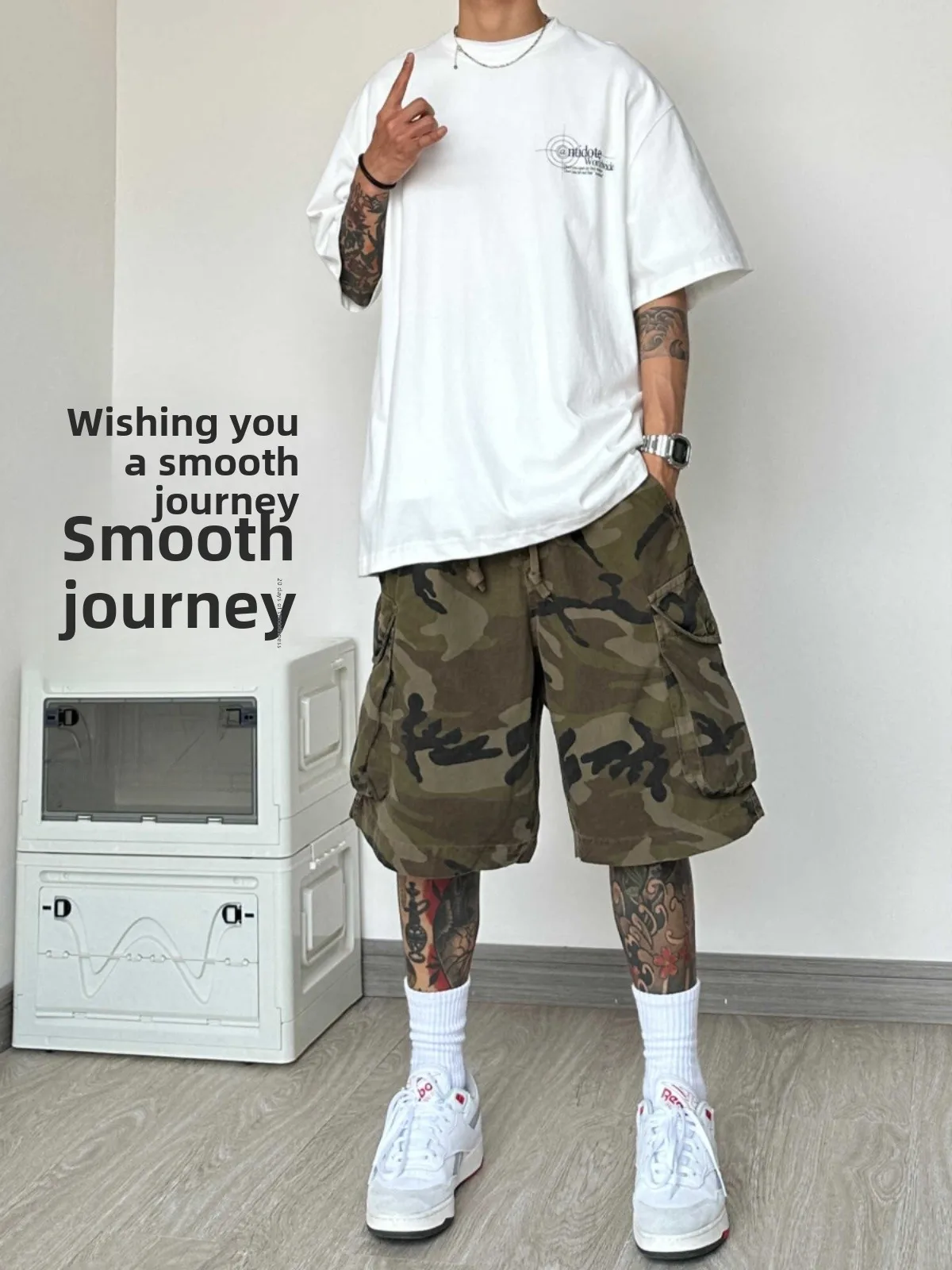 

American Retro Workwear orts Men's Camouflage Ame i Large ket Loose Vintage Trendy Pants Summer Casual Straight Leg