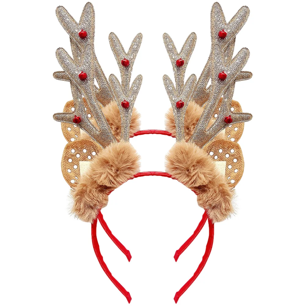 

2Pcs Christmas Reindeer Antler Head Hoop Xmas Hair Accessories Holiday Party Costume Headband Christmas Antler Headband