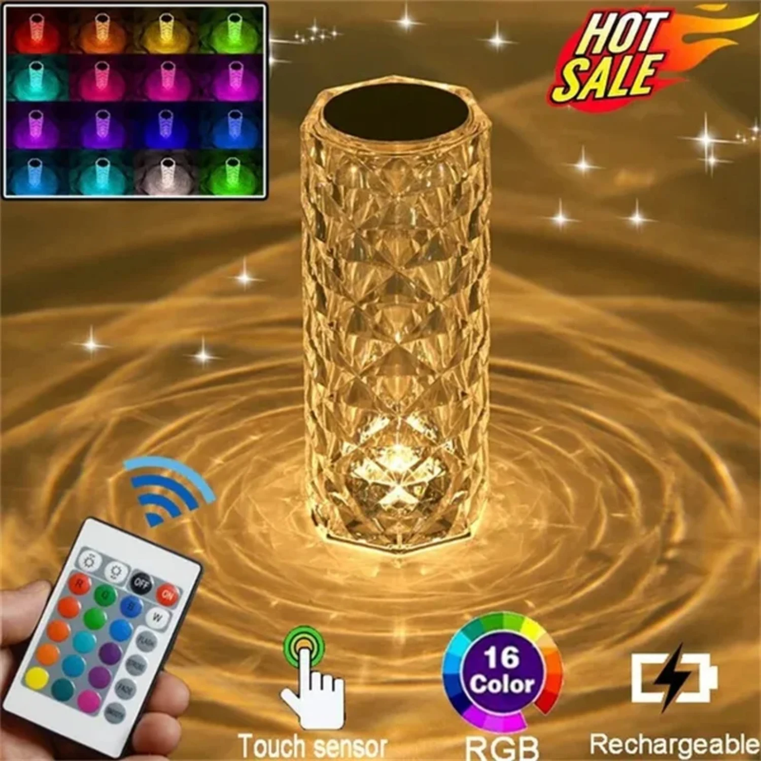 Transform your bedroom into a cozy and romantic oasis with this enchanting USB LED Crystal Table Lamp Projector, featuring 16 st