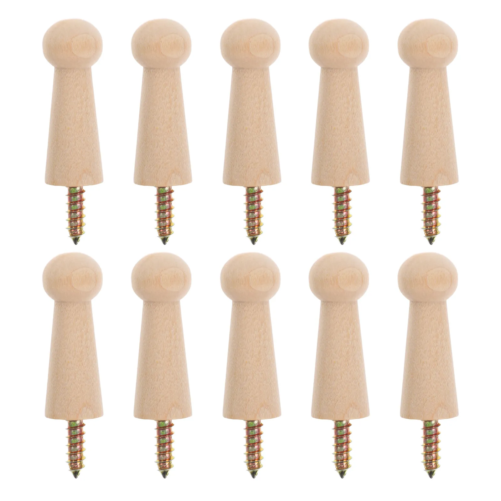 10Pcs Wood Peg Wall Hooks Unfinished Screw-in Wooden Coat Hooks for Towels Bags Hats Bedroom Wall Mounted Organizer view 2