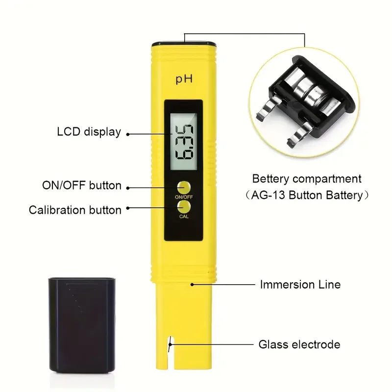 Cloud Prime Portable pH Meter for Drinking Water with 0.01 Precision 0 to 14 pH Range Battery Operated with Button Cell Water