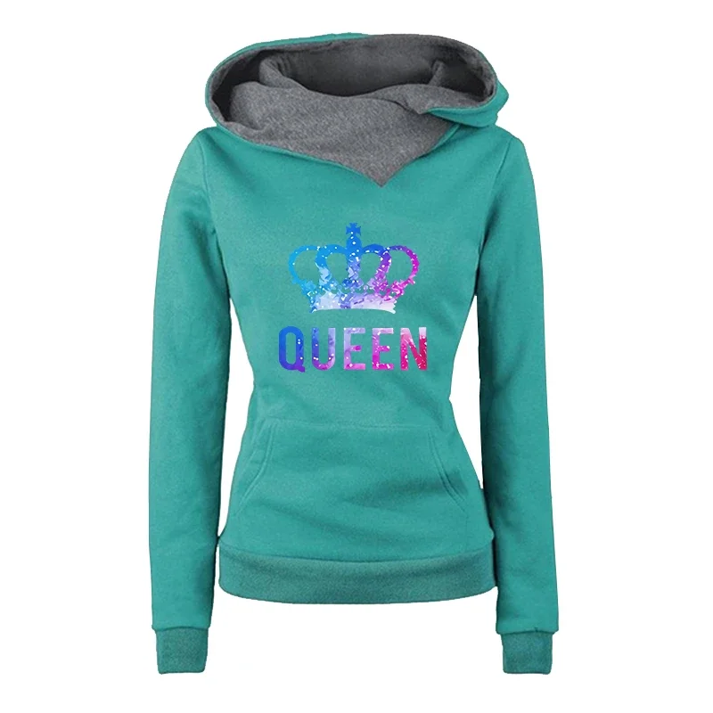 Color Queen Printing Womens Tracksuit Daily Casual Fashion Trend Versatile Tops Clothing High Quality Jogging Hooded Sweatshirts