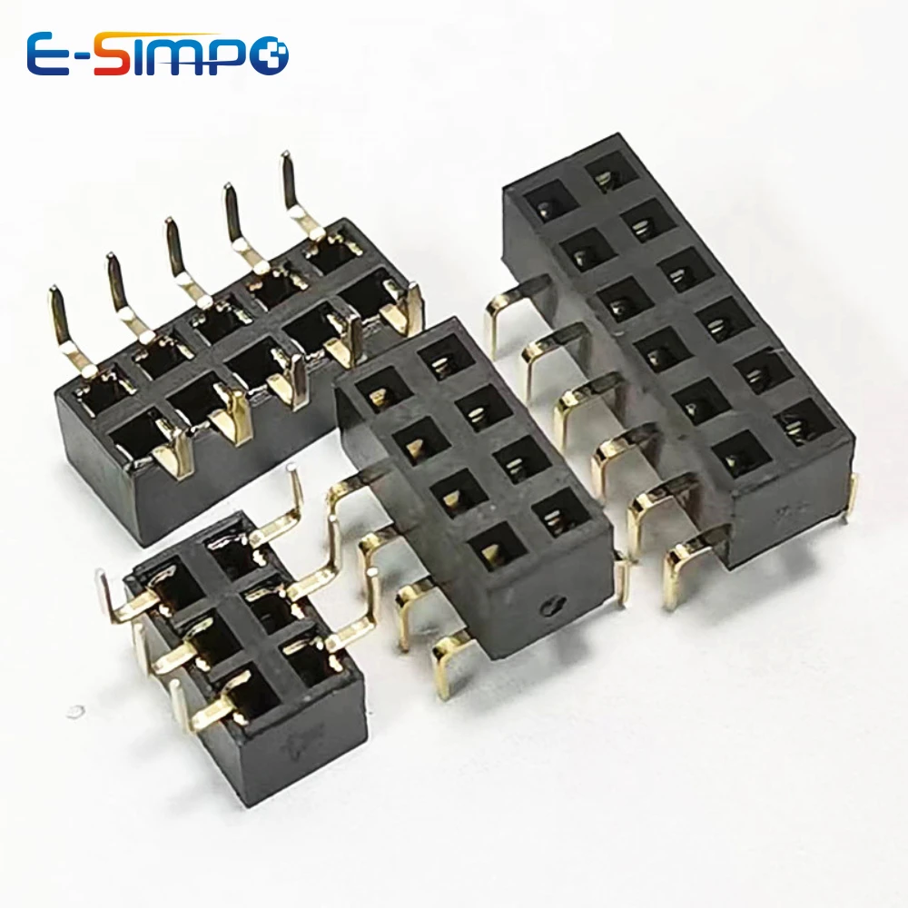 

100pcs 2.54mm 2*5P/6P/8P/10P-40P Bottom Entry Type PH5.0mm Double Row Gold-plated Width 7.62mm/0.3" PCB Female Header