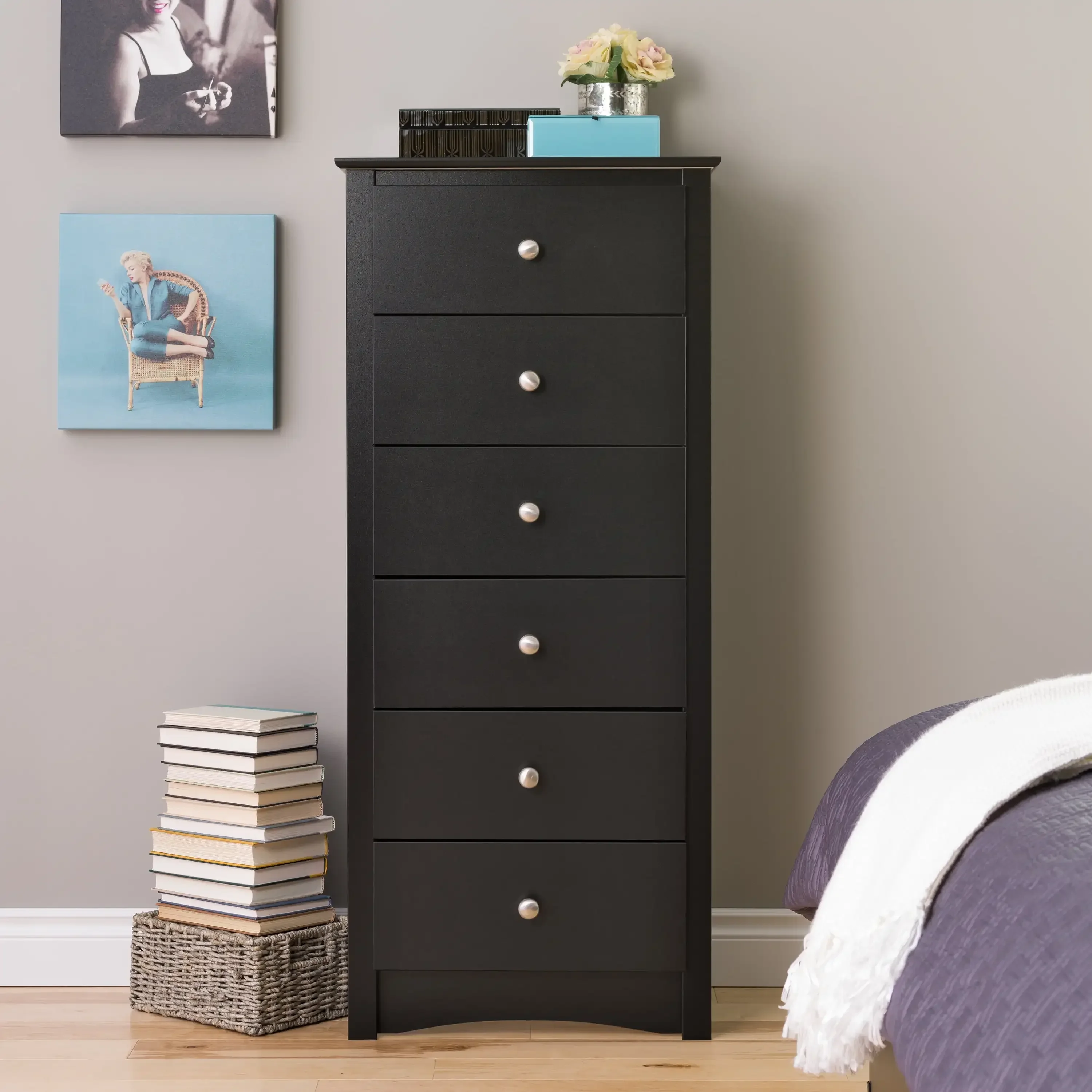 Prepac 6 Drawer Wooden Dresser Chest, 17.65