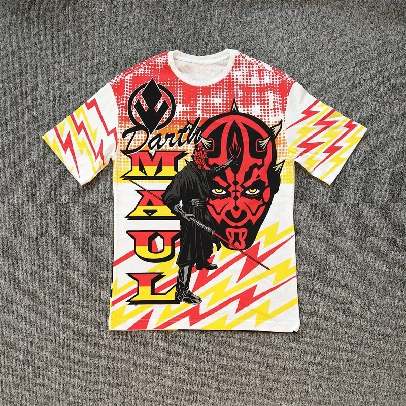 

Marvel Cartoon Graffiti Round Neck Short Sleeved Star Wars Front and Back Large Print Unisex Trendy T-shirt