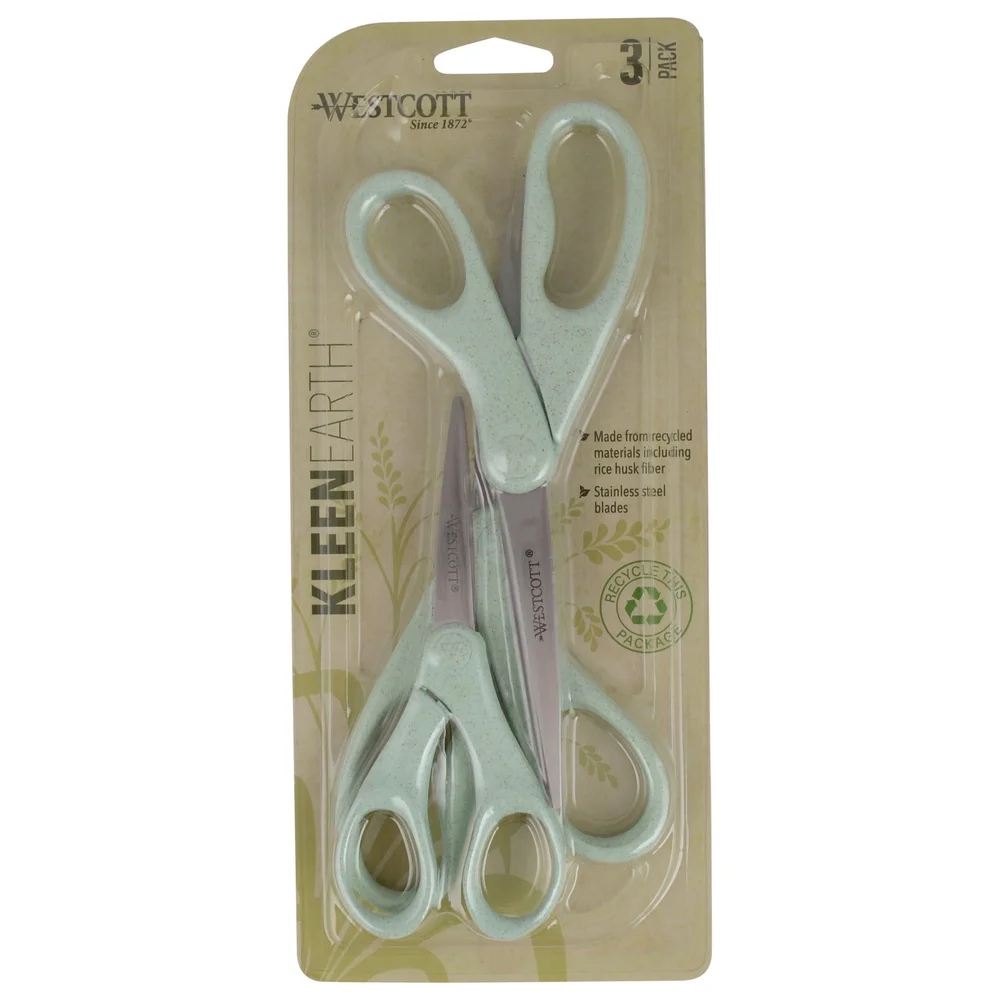 Eco-Friendly Scissors Set 3 Pack Made from Rice Husks Recycled Materials Crafting Cutting Tools Durable Lightweight