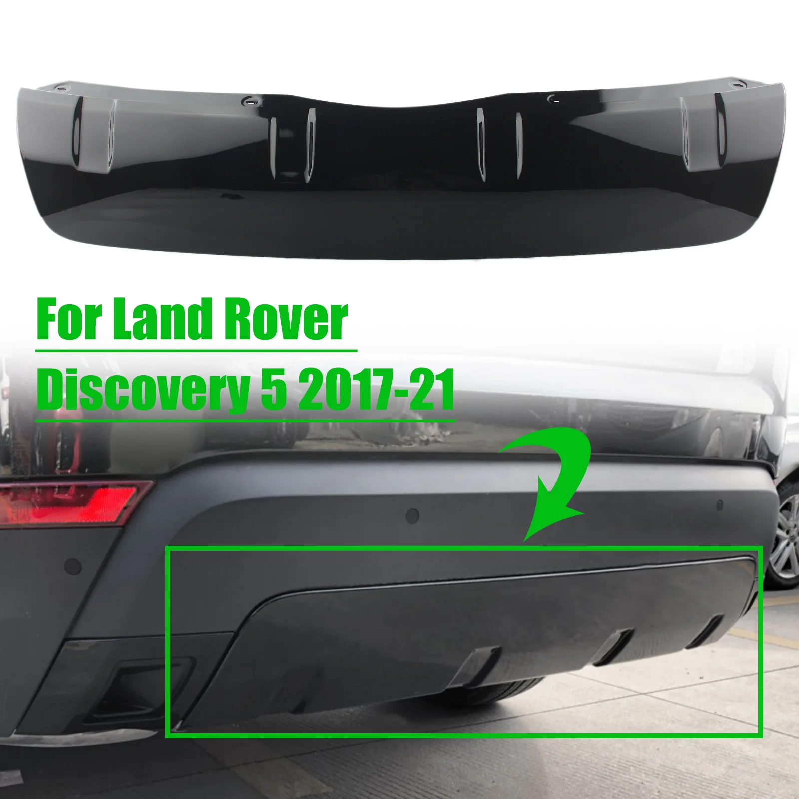 Gloss Black Car Rear Bumper Protection Guard Lower Skid Plate Cover For Land Rover Discovery 5 2017+ LR083031 LR083030 LR083030