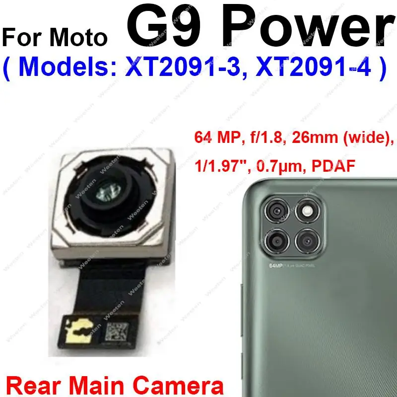 Rear Front Facing Main Camera For Motorola Moto G9 G9 Plus G9 Play G9 Power Small Back Camera Module Reapir Parts