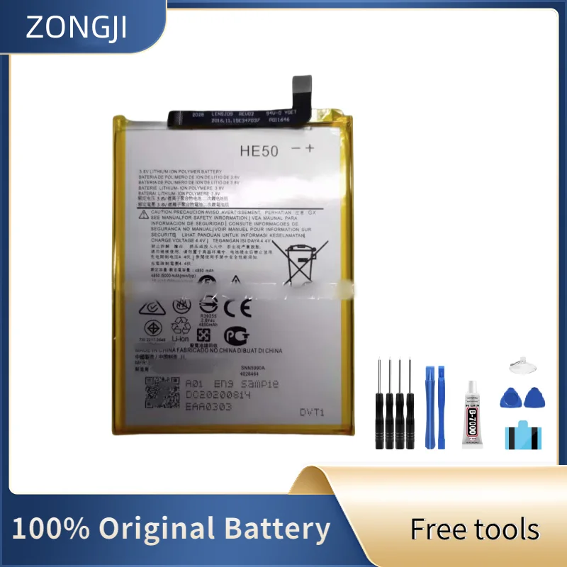ZONGJI New Compatible Battery For Motorola Moto E4 Plus E5 PLUS XT1770 XT1771 XT1775 XT1774 5000mAh HE50 Phone Batteries + Tools