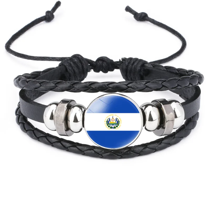 North American Flag Bracelet for Men Women Football Game USA Canada Mexico Guatemala Panama Woven Leather Bangles Souvenir Gift