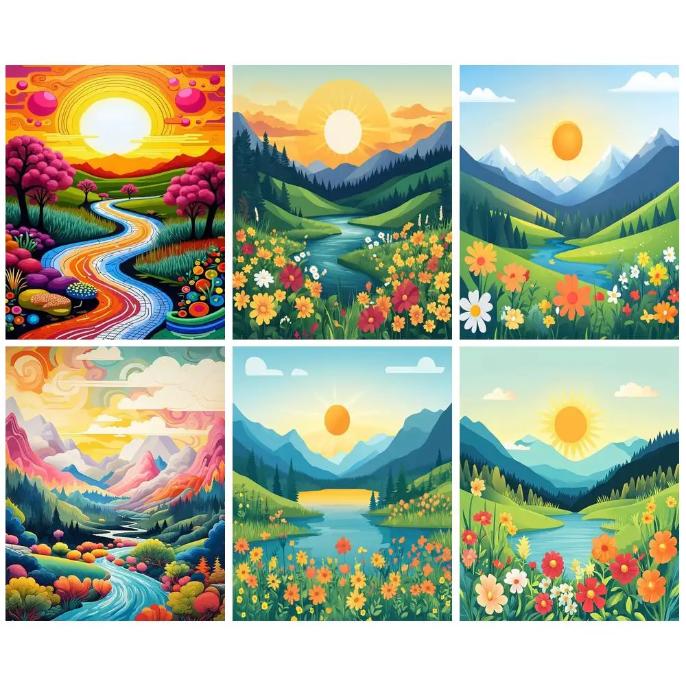 

GATYZTORY DIY Painting By Numbers On Canvas Mountain Landscape Drawing On Number Diy Crafts Wall Decor Gift Picture Paint For Ad