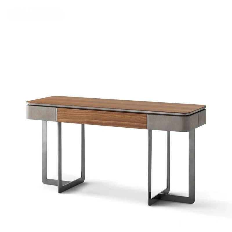 

Italian Minimalist Vanity, Simple Bedroom Dressing Table, Natural Wood Color Study Desk, Villa Apartment Desk
