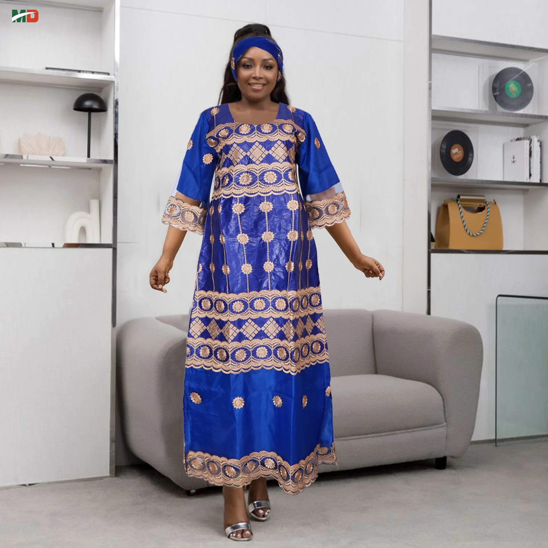 

MD новое африканское женское платье с вышивкой Bazin Riche платье больших размеров свадебные платья Bubu элегантный кафтан Boubou Djellaba одежда