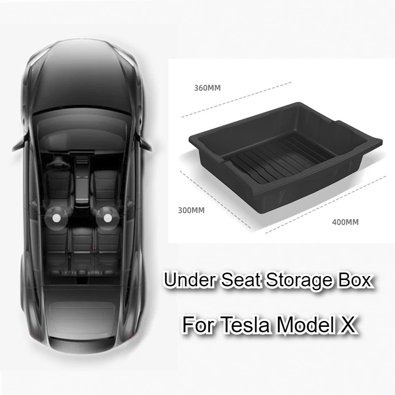 

For Tesla Model X TPE Under Seat Storage Box Car Interior Accessories Drawer Type Storage Organizer Lower Box Case 2023-2025