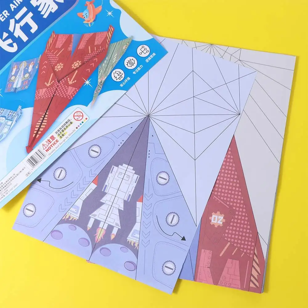 Ensemble de papier coloré fait à la main, avion pliant d'apprentissage artistique, ensemble Origami Montessori 3D, avion en papier polyvalent