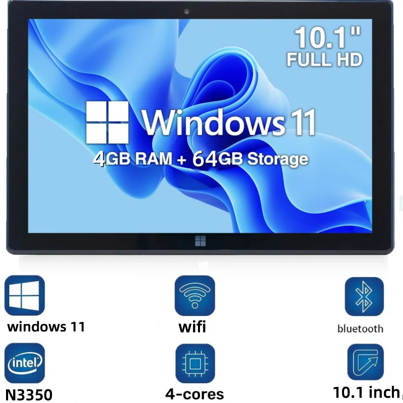 WINDOWS 11 Tablet PC 10.1 INCH 4GB DDR RAM 64GB ROM N3350 CPU 1920 x 1200 IPS Screen WIFI  Quad Core Dual Camera HDMI-Compatible