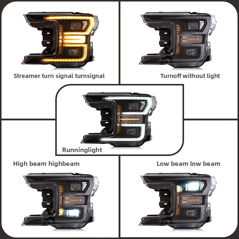 VLAND Factory Wholesale Full LED Headlight Assembly DOT Certified Moving Turn Signal for F150 2017-UP