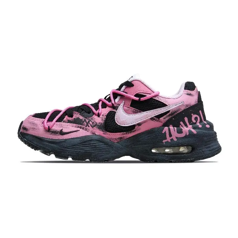 

[Нестандартные женские малиновые девушки] Nike Air Max Fusion, повседневные кроссовки с низким берцем, женские черные, розовые