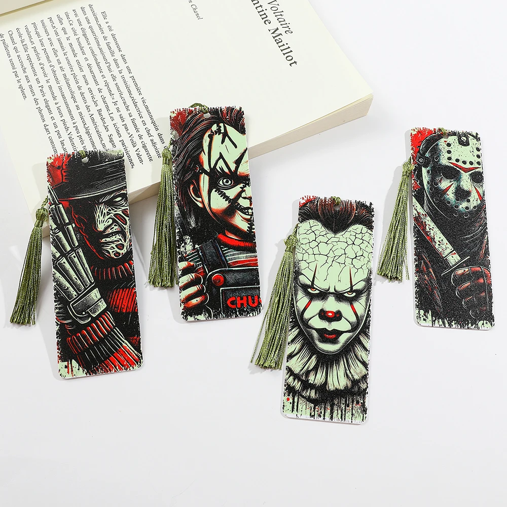 Terror Movie Clown Bookmark Cartoon Halloween Periphery Reading Tool Book Journal Page Mark Stationery Supplies for Students