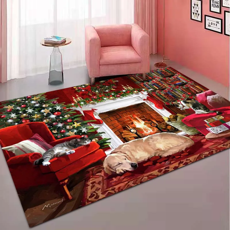 Alfombra antideslizante para decoración navideña, felpudo para sala de estar, sofá, mesa, área grande, entrada de dormitorio, baño