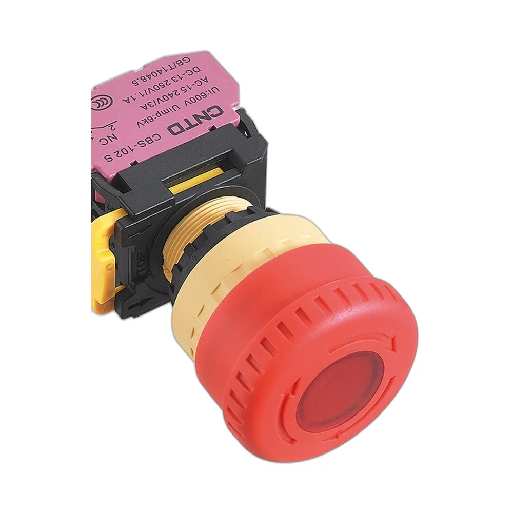 CNTD CLA37-11SD40C Illuminated Emergency Stop Button 22mm 1NO+1NC 40mm Mushroom Latching 24V LED Industrial Control Panel Mount
