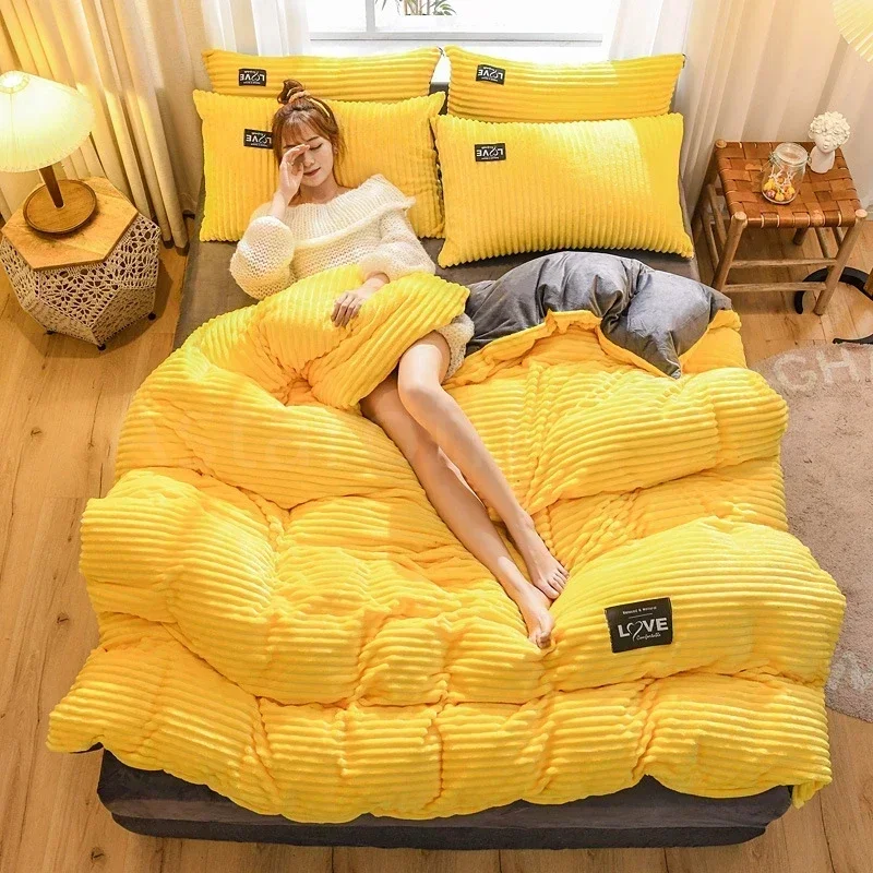

Волшебное бархатное пододеяльник, зимнее теплое утепленное постельное белье, комплект постельного белья, мягкое двойное теплое одеяло Queen King