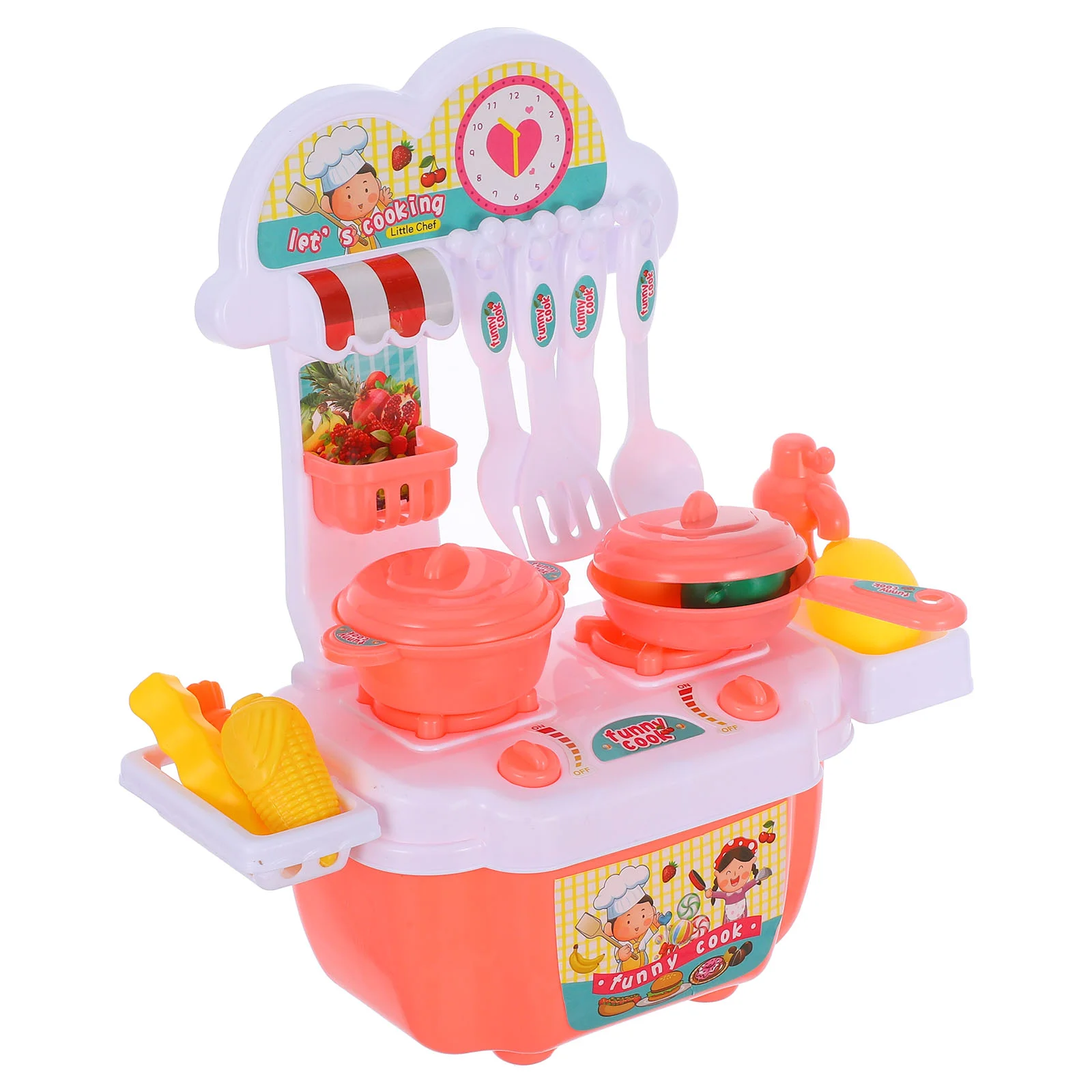 

1 Set of Mini Kitchen Utensil Toys Simulation Cooking Utensil Toys Tableware Desk Play House Toy Educational Plaything Pink