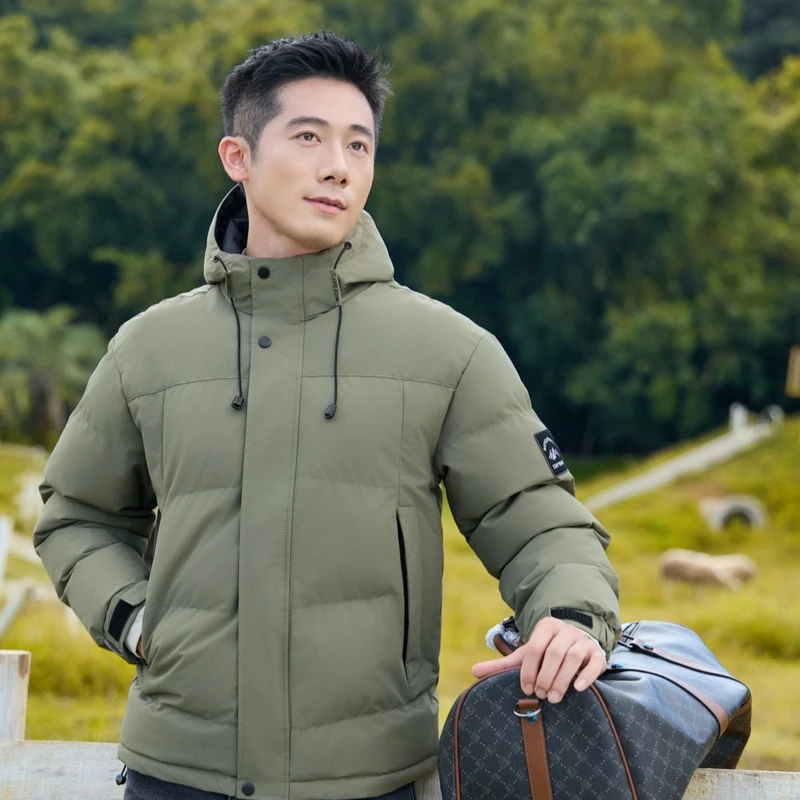 Parka da uomo in cotone con cappuccio autunno inverno cappotti maschili caldi ispessiti da esterno moda abbigliamento casual in cotone con cappuccio antivento