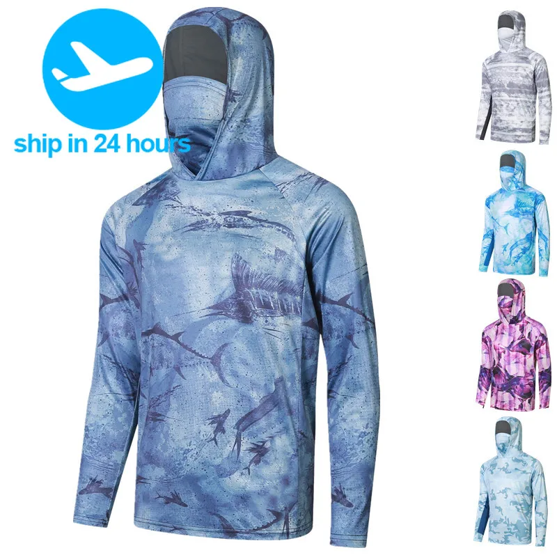 Fishing Shirts Mens Fishing Shirt With Mask UV Men  Breathable