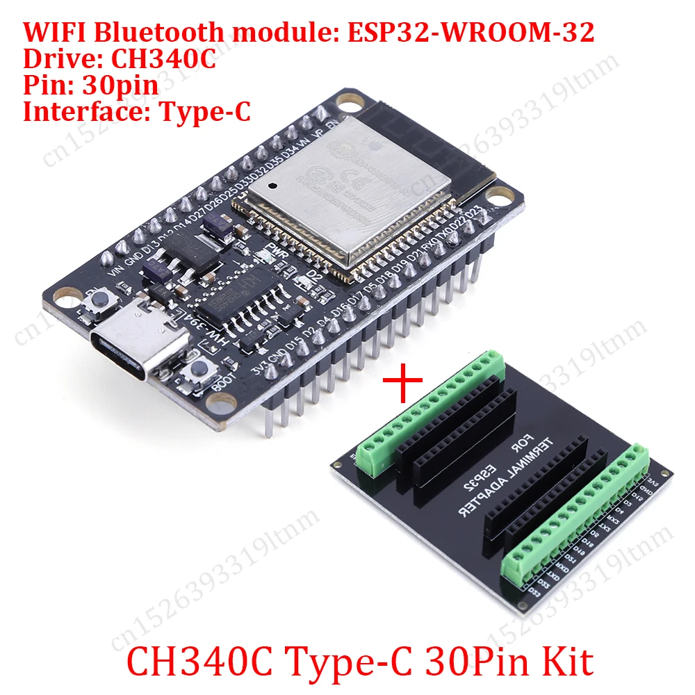 NONE ESP32 Development Board 30Pin Breakout Board WiFi+Bluetooth Ultra-Low Power Dual Core ESP-32 Erweiterungsplatine für Arduino 4