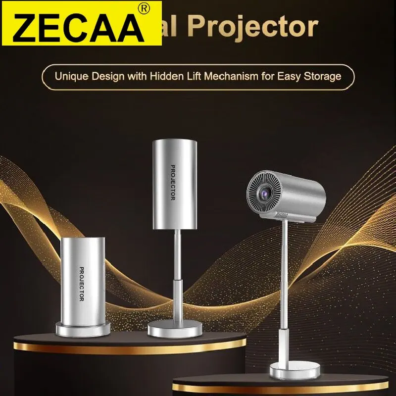 

ZECAA Rotating Full HD 1080P 200 ANSI 4K 2.4G+5G Dual Band WiFi 6 Android 11 Portable Bluetooth 5.4 Smart Home Gimbal Projector