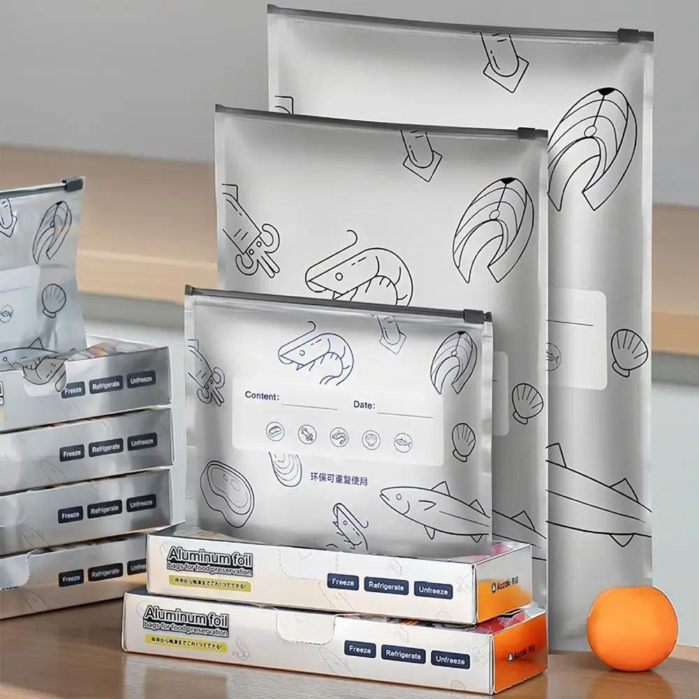 Aluminum Foil Antibacterial Self-Sealing Zipper Bags for Food Preservation Freezing & Refrigeration Storage Bag Zipper Seal