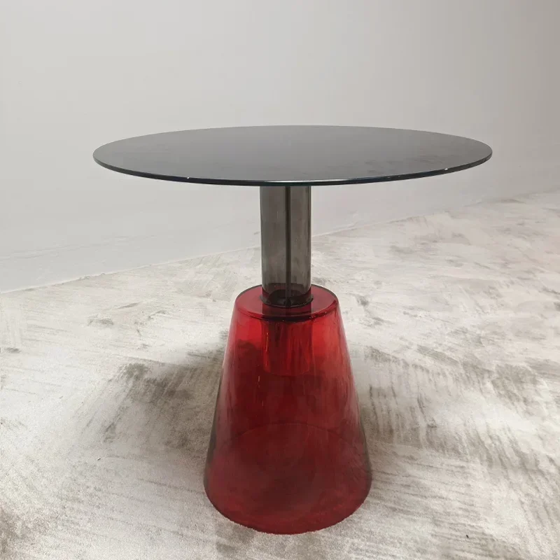 Transparent Tempered Glass Coffee Table Creative Living Room Colorful Metal Sofa Side Tables Light Luxury Bedroom Bedside Shelf image 6