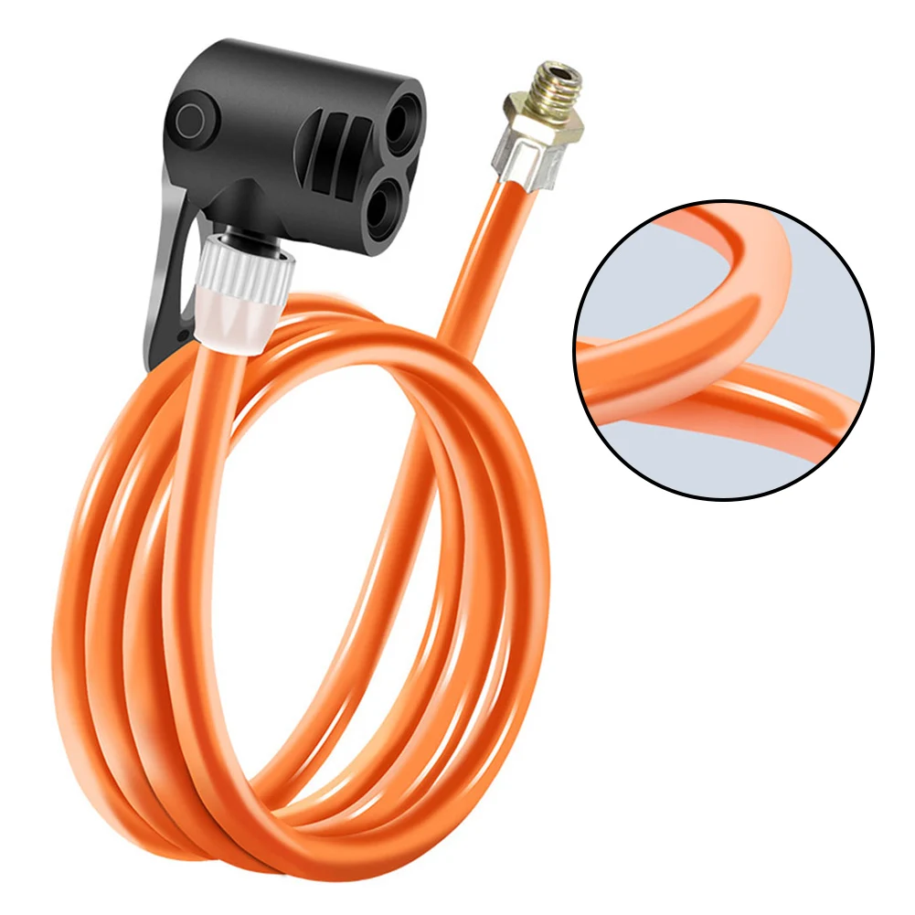 Tire Inflator Air Pump Cable Bike Pump Tube US UK French Nozzles Heat-resistant Orange Bold Trachea Compatible 125cm Length