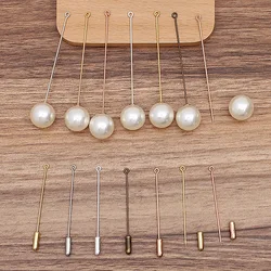 20pcs Length 5cm 7cm Safety Long Needle Brooch Pins Base Loop Eye Collar Pin with Cap Stopper for DIY Jewelry Making Accessories