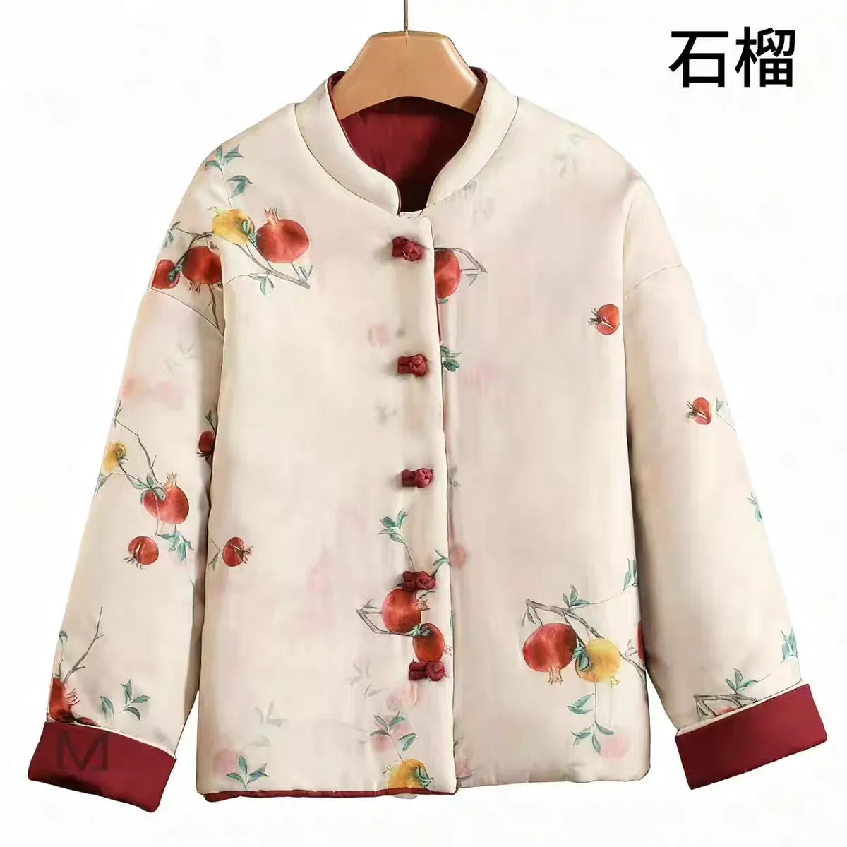 

Новое женское двустороннее хлопковое пальто в китайском стиле, парки с толстым принтом и длинными рукавами, воротник-стойка Рами, верхняя одежда