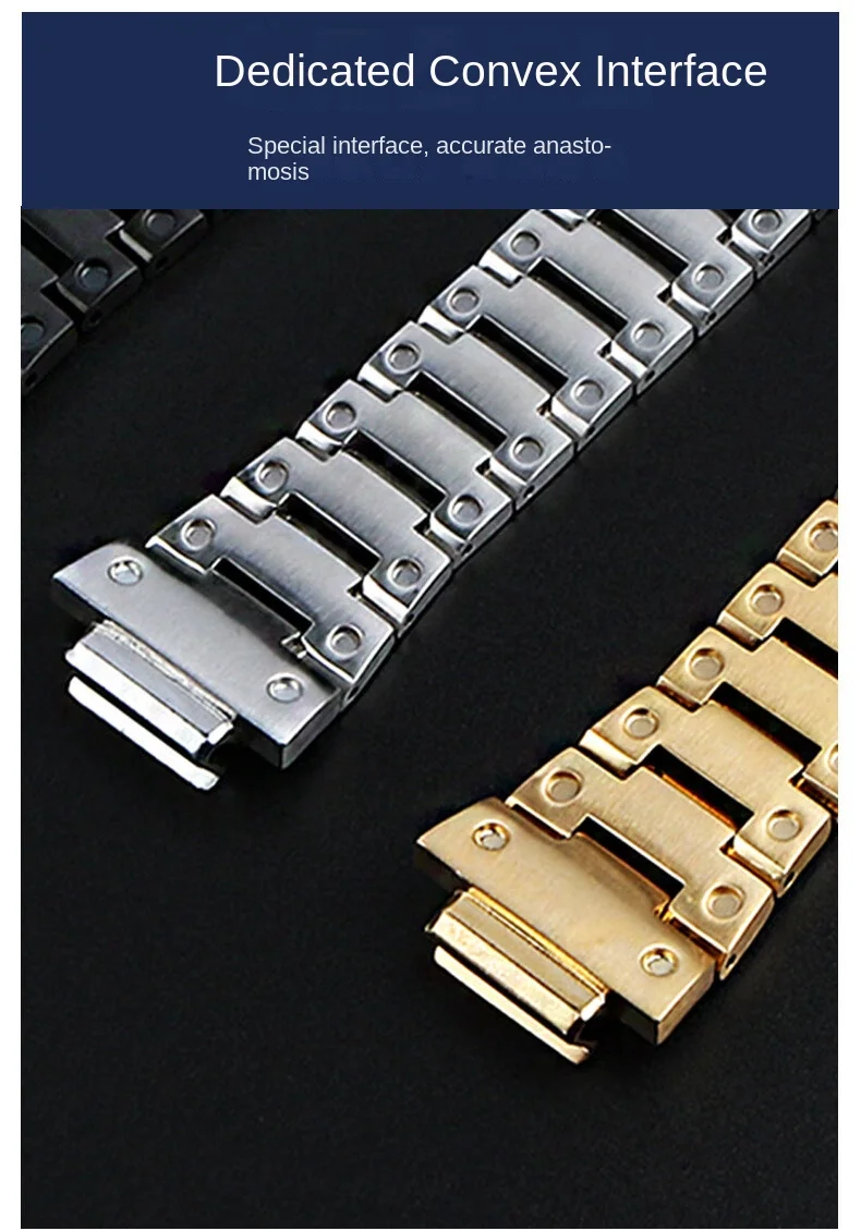 For Casio GA-110 GA-120 GA-100 Solid Stainless Steel Case Men's Waterproof Watchband Bezel GA110 Metal Strap +Case Mod Kit +Tool