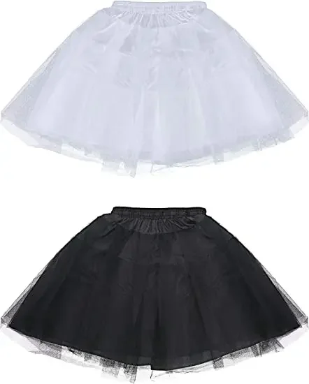 

Girls Petticoat 3 Layers Hoopless Crinoline Kids Flower Girl Underskirt White Black