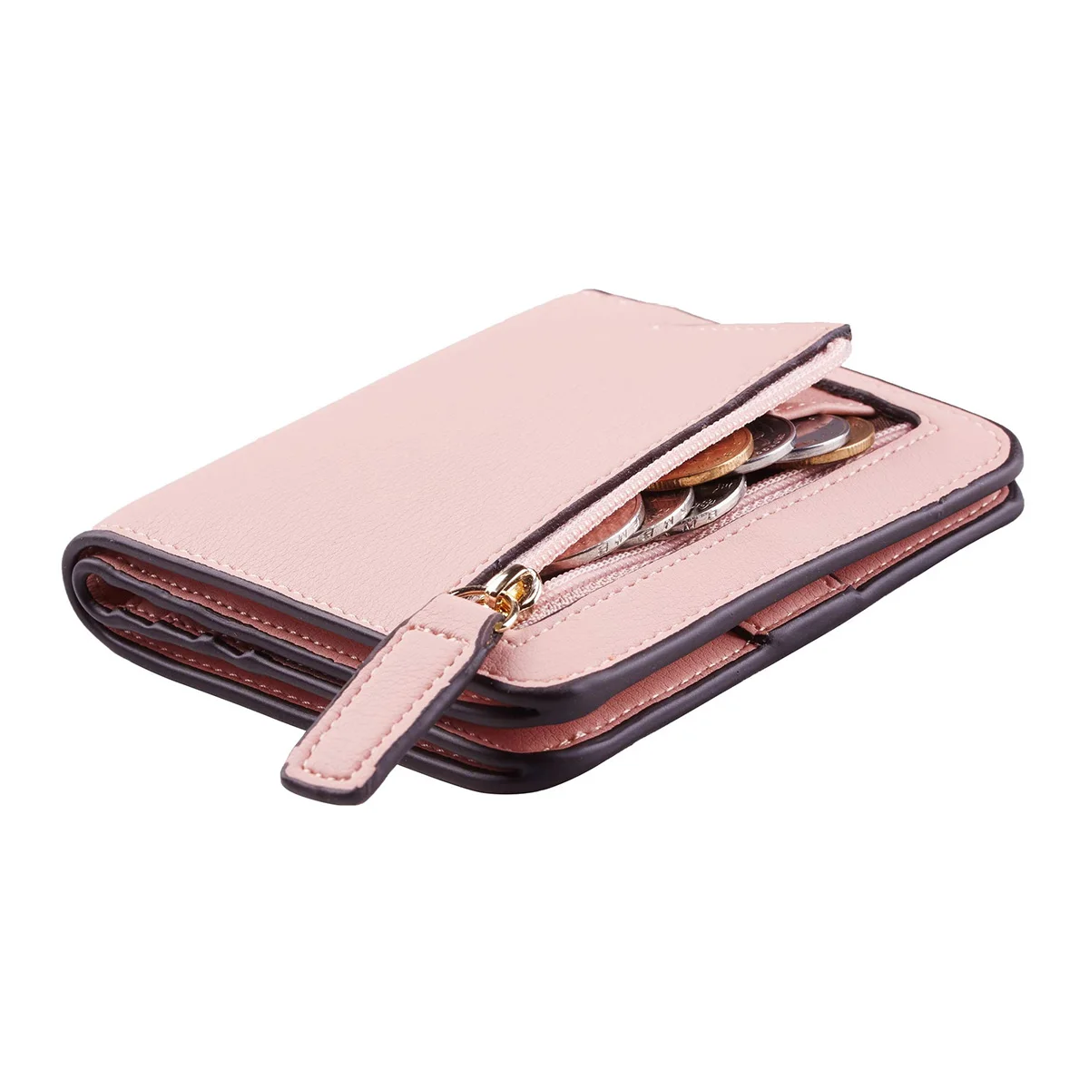 

Компактный кожаный кошелек-бифолд с защитой от RFID, мини-портмоне для женщин с окошком для удостоверения личности