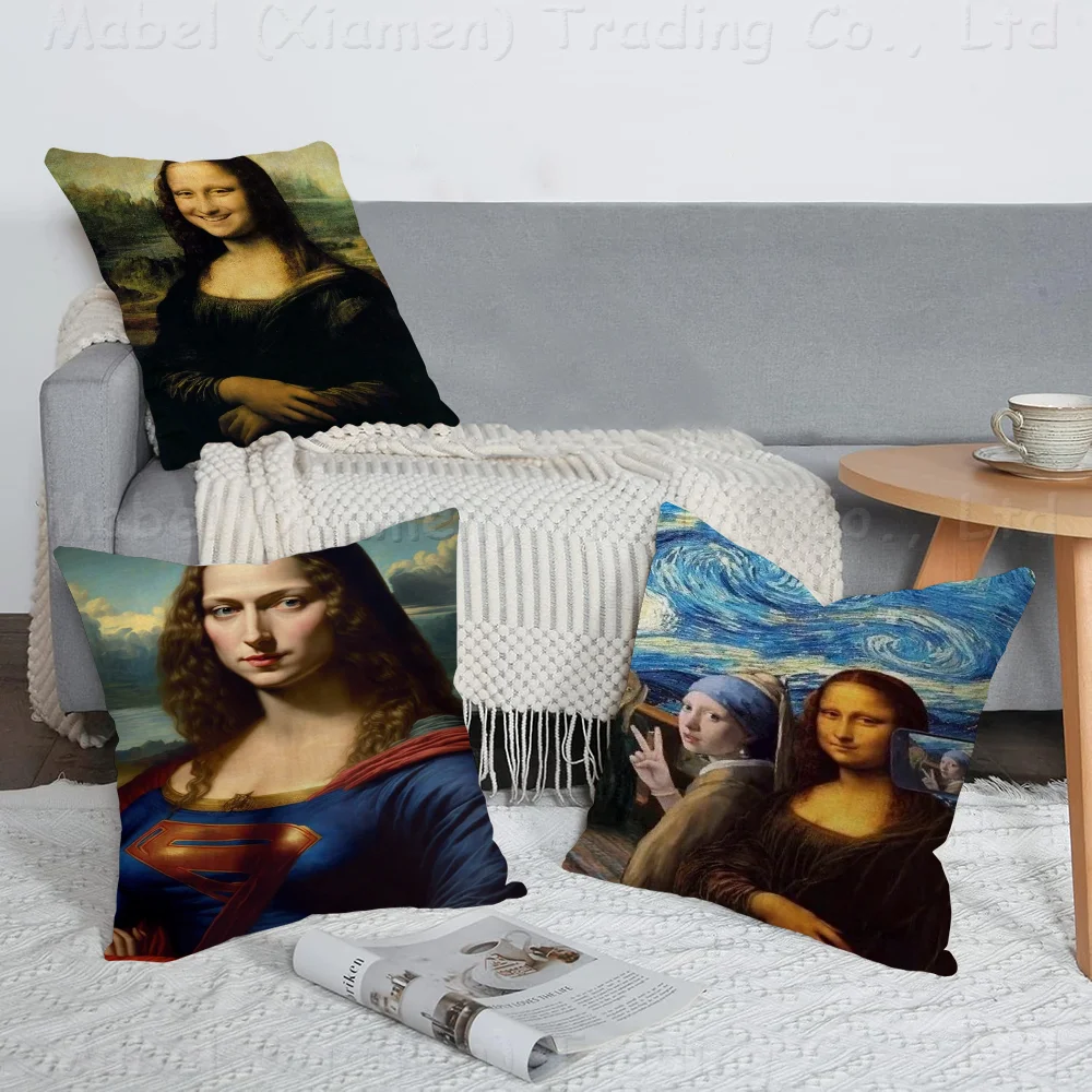 

Funny Mona Lisa Decorative Room Aesthetics Pillow Case Home Decor Bedroom Sofa Bed Couch Pillow Cover 45x45