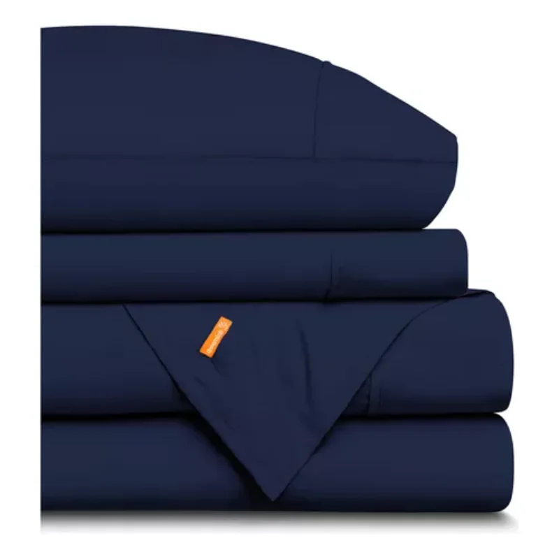 1800 series bed sheets, ultra soft [large] navy blue fabric design smooth bedding sheets