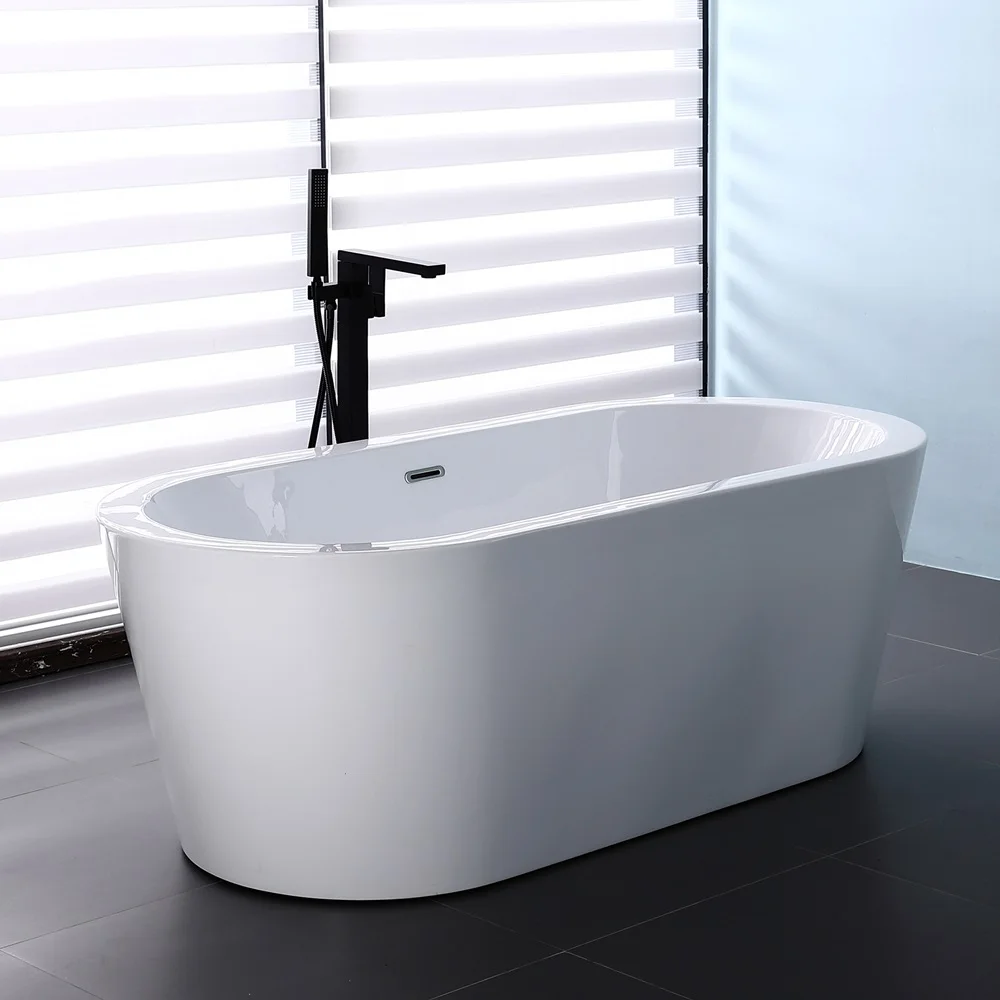 

Отдельностоящая овальная гидромассажная ванна из белого акрила 1,5м/1,7м с переливом, портативная, для использования в помещении, для ванной комнаты