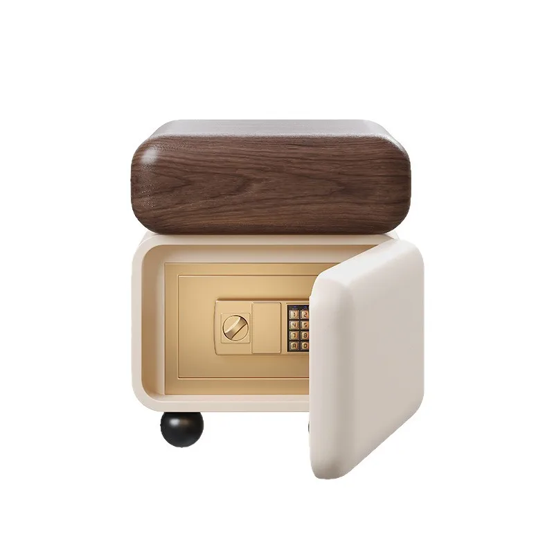 

Solid wood bedside table, integrated safe, new home bedroom light luxury high-end solid wood storage cabinet atmosphere