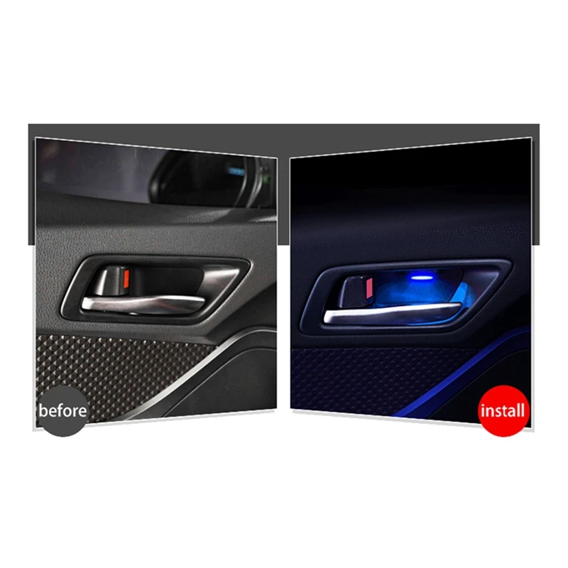 For Toyota C-HR CHR 2018-2023 Inner Door Handle Bowl Atmosphere Light Car Door Bowl Handle Frame LED Ice Blue Light