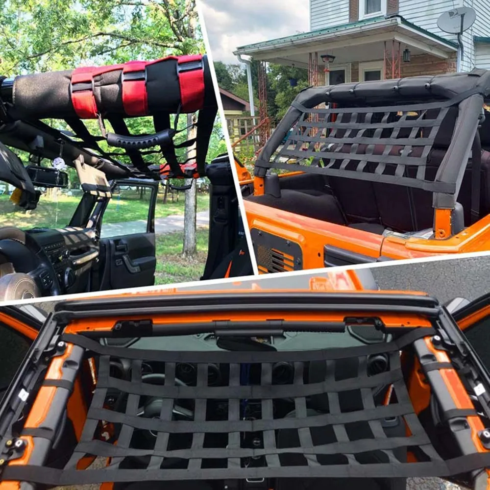 

Roof Rear Cargo Luggage Mesh Storage Net Holder Hammock for Wrangler Heavy Duty Cargo Net Cover Universal Car Cargo Net