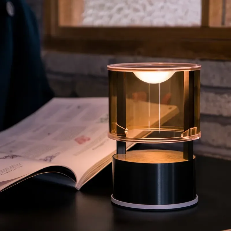 Modern 4000mAh Rechargeable Table Lamp Cordless Acrylic Small Light Gesture Sensor Dimmable LED Night Light Battery Powered view 6