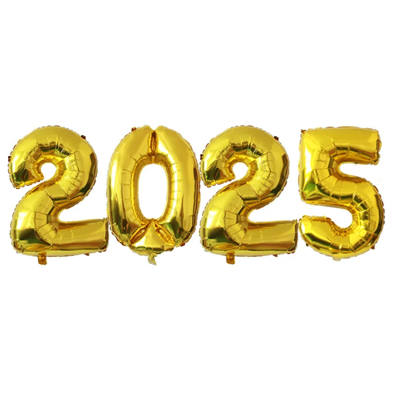 32inch New Year 2025 Number Foil Balloons Rose Gold Silver Air Balls Happy New Year 2025 Globos Christmas Decorations Supplies