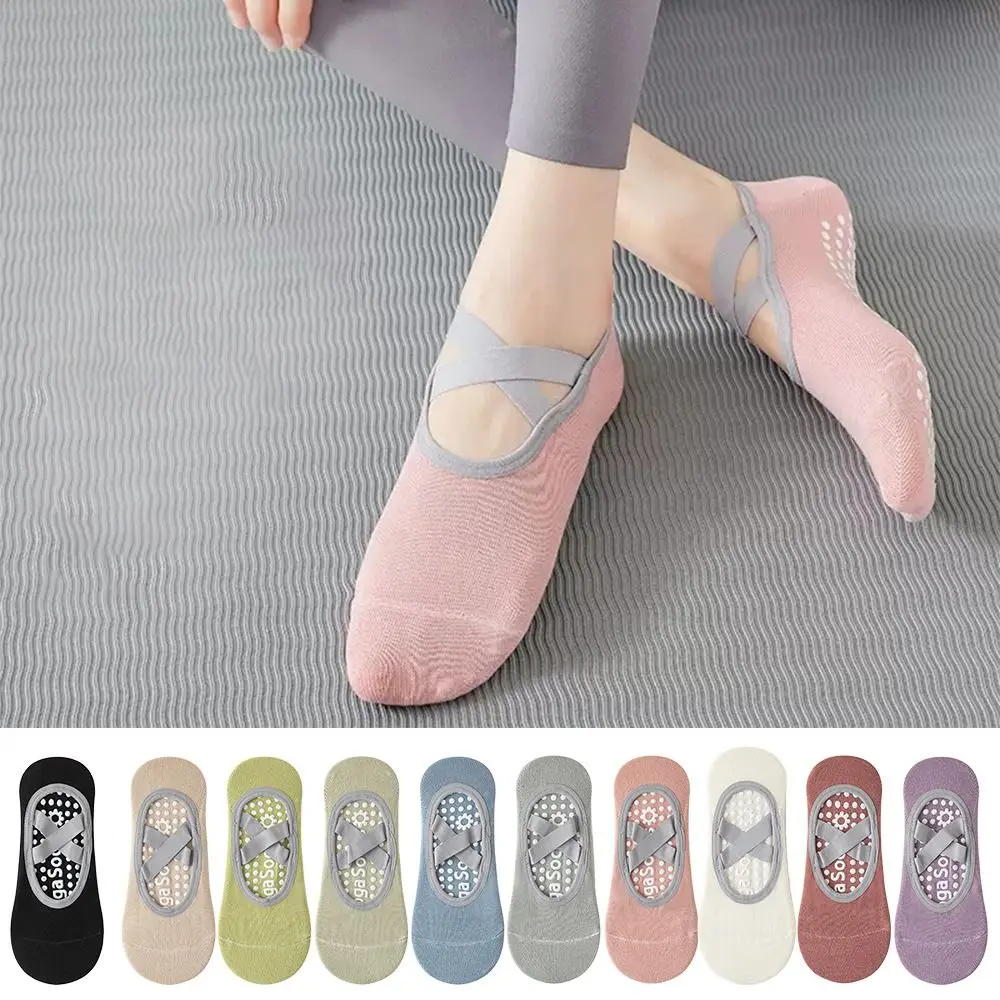 Quality Anti-Slip Pilates Socks Breathable Backless Bandage Yoga Socks Cotton Solid Color Sports Socks Gym