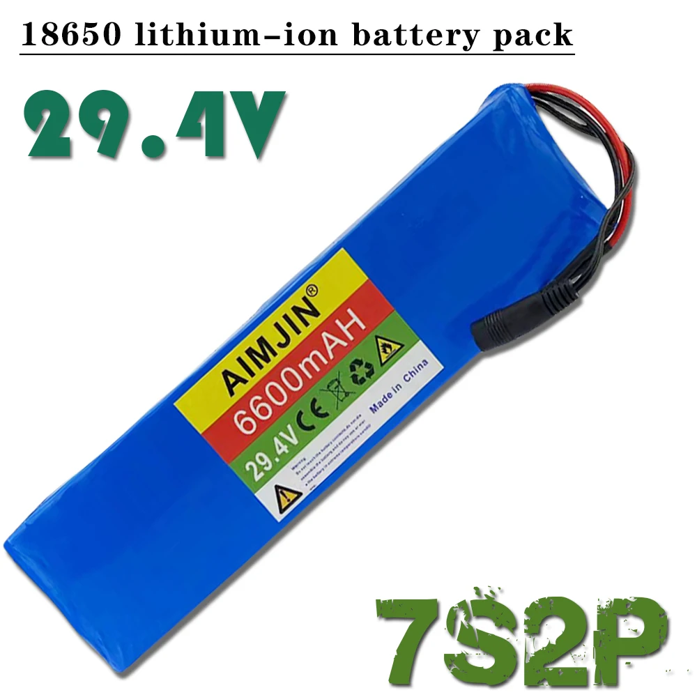 

24v 6.6ah 7s2p 18650 lithium-ion rechargeable battery 29.4v 6600mah battery pack+2a charger