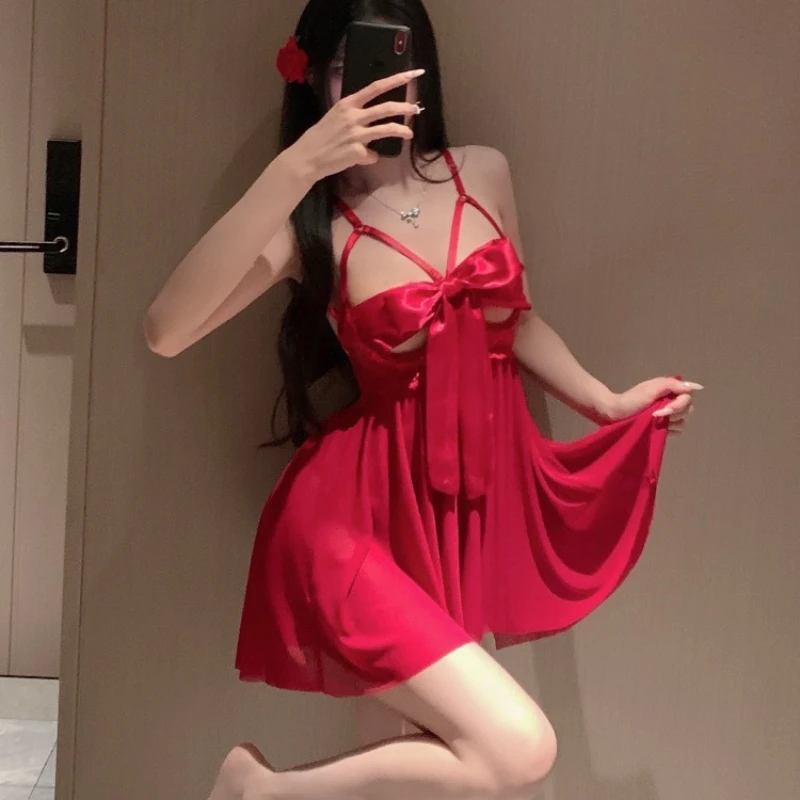 

Женская сексуальная ночная рубашка, страстная пижама, кружевная ночная рубашка, ночная рубашка с открытой спиной, одежда для сна для взрослых, униформа, популярная домашняя одежда